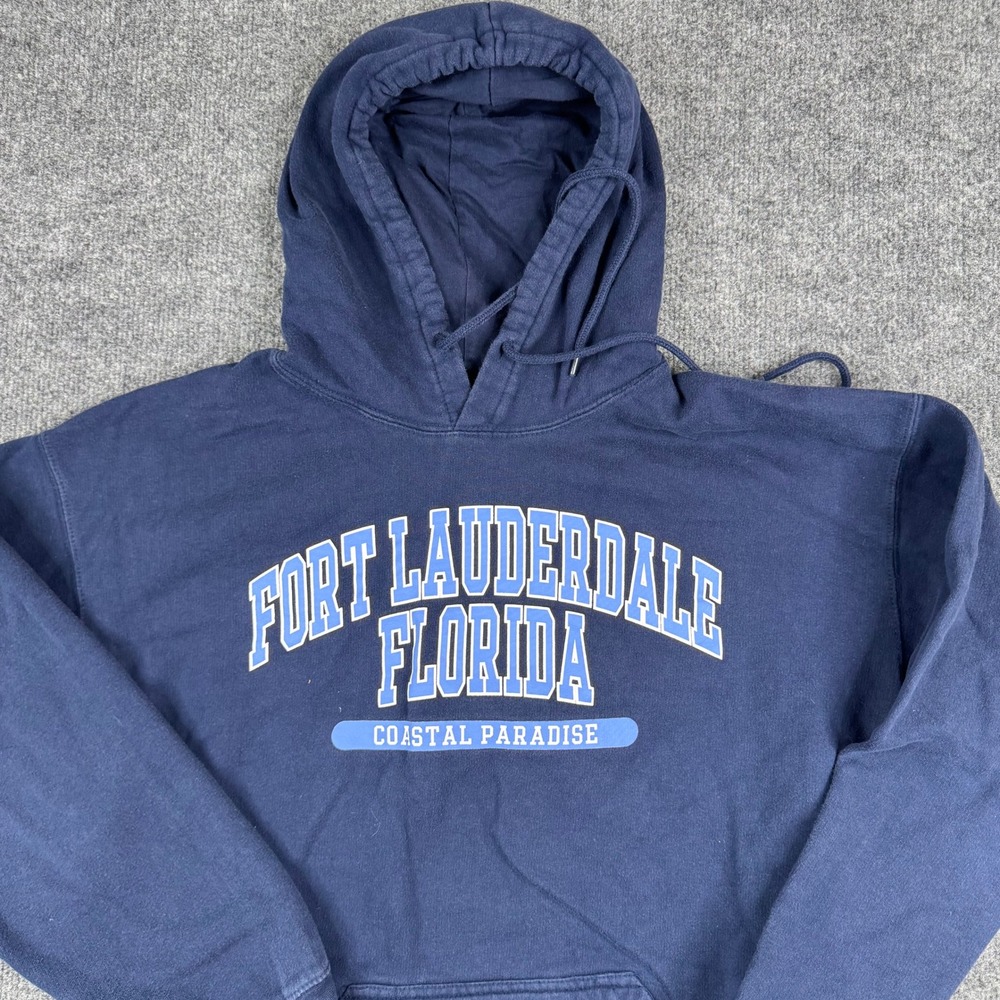 Point Sportswear Hoodie Mens Size L Navy Fort Lauderdale Florida Graphic Hoodie